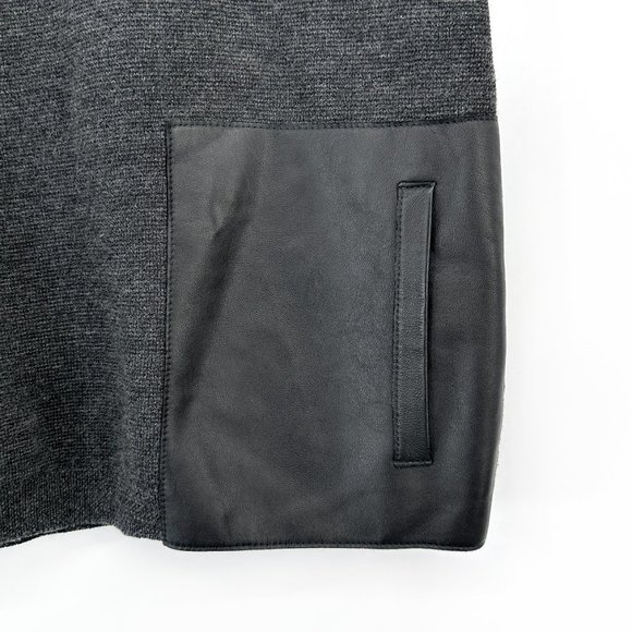 J.Crew Gray Merino Wool Genuine Leather Loose Fit Short Sleeve Sweater Knit Top - Picture 6 of 9